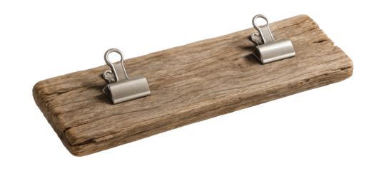A rustic driftwood board with clips, perfect for displaying beach memories in a getaway.