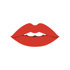 Obraz premium red lips isolated on white