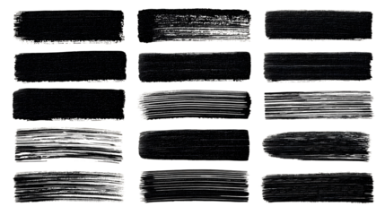 Brush strokes collection design on transparent png background