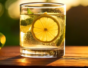 drink, mixed drink, glass, lemon, lime, cool, glittering, summer, backlighting, blur