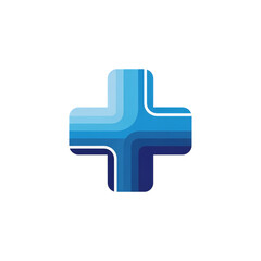 Blue Medical Plus Symbol on transparent background