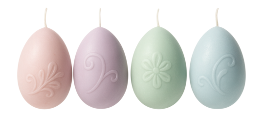 Pastel Easter egg candles, perfect for adding a festive touch to your bathroom decor.