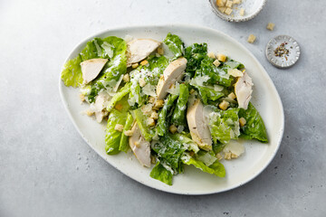 Traditional Caesar salad with chicken