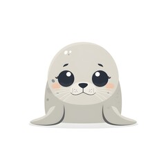 Fototapeta premium seal pup on matte white, big black eyes