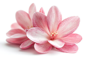 Obraz premium Delicate Pink Flowers With Fine Red Veins And Stamen On A Transparent Background