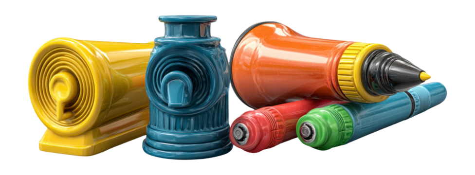 Colorful Crafting Supplies with Transparent Background for Artistic Use