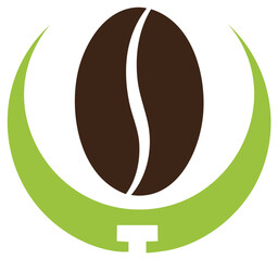Abstract Coffee Bean Logo Design Green Crescent Shape