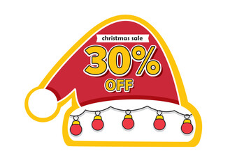 Creative Christmas sale sign designed as a Santa hat featuring a 30 percent discount to engage holiday shoppers