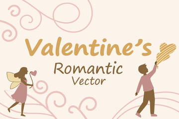 Pink pastel background with gold foil text, elegant romantic vector for Valentine’s poster layout.
