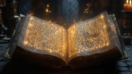 Illuminated Ancient Tome - A Mystical Book of Knowledge.