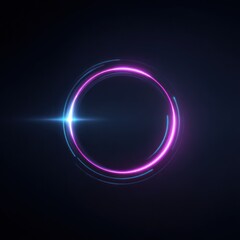 Abstract neon circle with lens flare