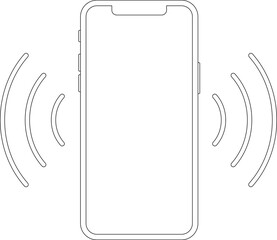Phone vibration icon, ringtone symbols. Phone ring with vibration. Outline line drawing modern smartphone. Smartphone sound profile, vibration mode icon set for app and ui. Vector illustration.