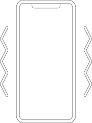 Phone vibration icon, ringtone symbols. Phone ring with vibration. Outline line drawing modern smartphone. Smartphone sound profile, vibration mode icon set for app and ui. Vector illustration.