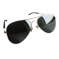 Stylish aviator sunglasses displayed on a clean surface with reflective lenses and a sleek design