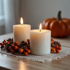 Serene Autumn Evenings: Candlelight and Rustic Decor
