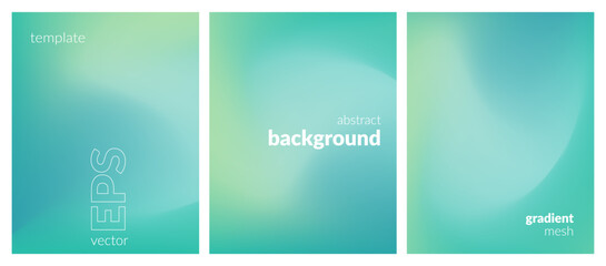 Abstract liquid background set. Gradient mesh. Effect bright color blend. Blurred fluid colorful mix. Modern design template for web covers, ad banners, posters, brochures, flyers. Vector image EPS