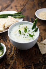 Cold yogurt soup with asparagus