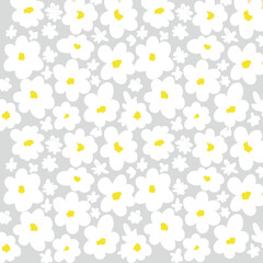 Seamless floral pattern.Hand-drawn abstract summer and wildflowers in doodle style. Design for fabric,wallpaper,print, Printing, textiles, wrapping paper,Vector illustration.