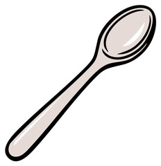 Basic light gray spoon cartoon drawing for kitchen and dining concepts