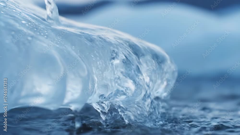 Wall mural mesmerizing ice formation slowly melts and transforms into liquid water, illustrating a profound env