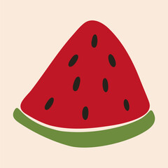 Watermelon fruit. Abstract fresh sweet berry with green rind and red pulp, summer dessert healthy vegetarian food, juicy organic nutrition. Vector isolated illustration