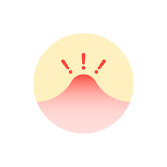 round inflammation skin icon with exclamation mark