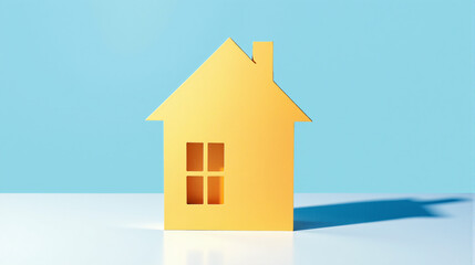 Minimalistic Paper House on Light color Background