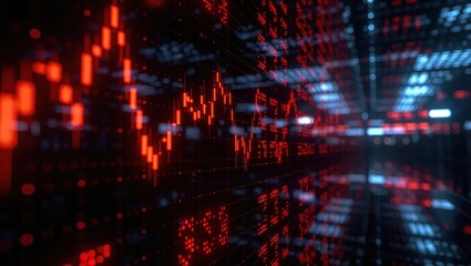 Abstract digital data visualization of financial market trends.