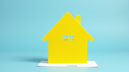 Minimalistic Paper House on Light color Background