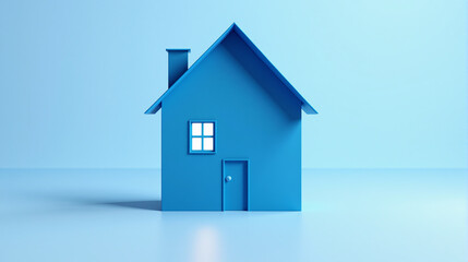 Simple blue House Silhouette with Minimalist Design