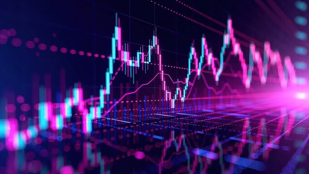 Abstract Financial Chart - Data Analysis and Market Trends Visualization.