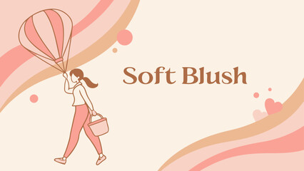 Abstract soft blush background with elegant gold text, minimal modern Valentine’s template for print.
