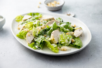 Traditional Caesar salad with chicken