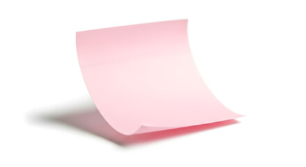 A pink sticky note isolated on white background, casting a soft shadow, perfect for reminders or quick notes in a clean design