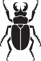 Black Silhouette of a Scarab Beetle with Detailed Legs and Horns insect animal