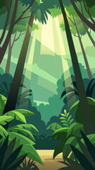 tropical rainforest canopy sunlight shafts