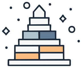 Stylized pyramid illustration showing levels of progress structure and goal attainment