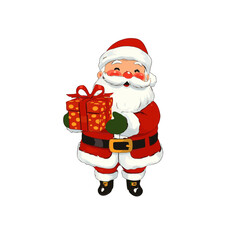 Cheerful Santa Claus Holding Christmas Gift Box – Festive Holiday Illustration　3D render Blender render