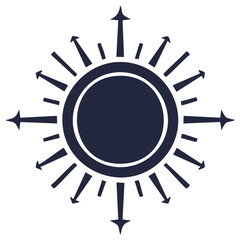 Obraz premium Stylized Sunburst Icon with Directional Rays and Inner Circle
