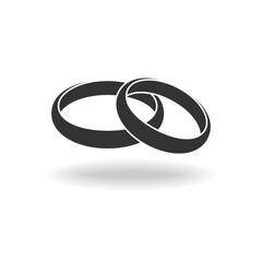 Wedding rings graphic icon. Two rings sign. Symbol  isolated on white background. Vector illustration