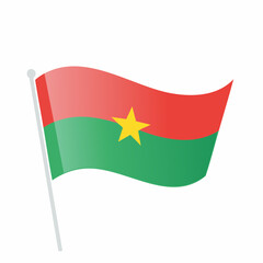 Burkina faso flag waving on white pole vector illustration
