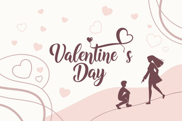 “Happy Valentine’s Day” brush lettering with glowing gradient, trendy romantic template for cards.
