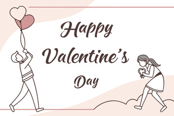 Minimal “Happy Valentine’s Day” text layout with heart divider, elegant vector for social media posts.
