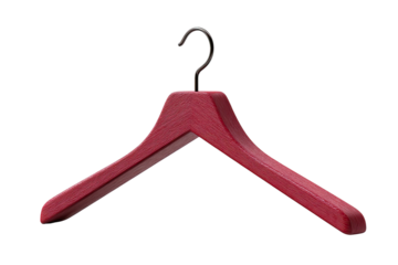 Red wooden coat hanger with metal hook