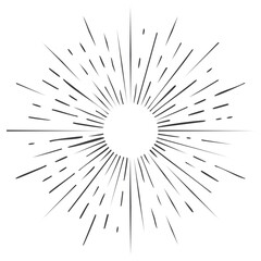 Obraz premium Hand drawn sunburst effect with radiating lines retro style graphic element