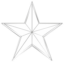 Obraz premium Outline of a classic five-pointed star with geometric facets and sharp points