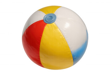 Beach ball floating, colorful inflatable toy for summer recreation and outdoor play, isolated with transparent background