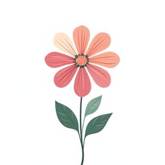vector pink flower isolated on white