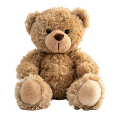 Obraz premium Soft teddy bear sitting on a clean background, perfect for comforting children and adding warmth to any room decor