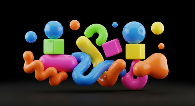 Vibrant Collection of Cute Emojis and Geometric Objects